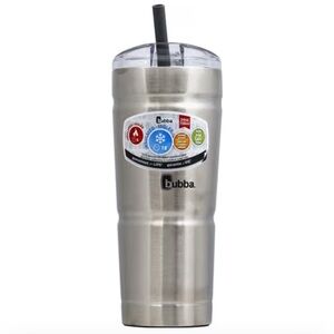 Bubba Envy Stainless Steel Tumbler W/Straw, Stainless Steel with Clear Lid, 24oz